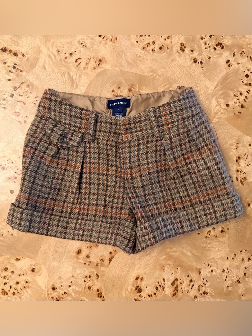 Ralph Lauren Multicolor Houndstooth Wool-Blend Shorts